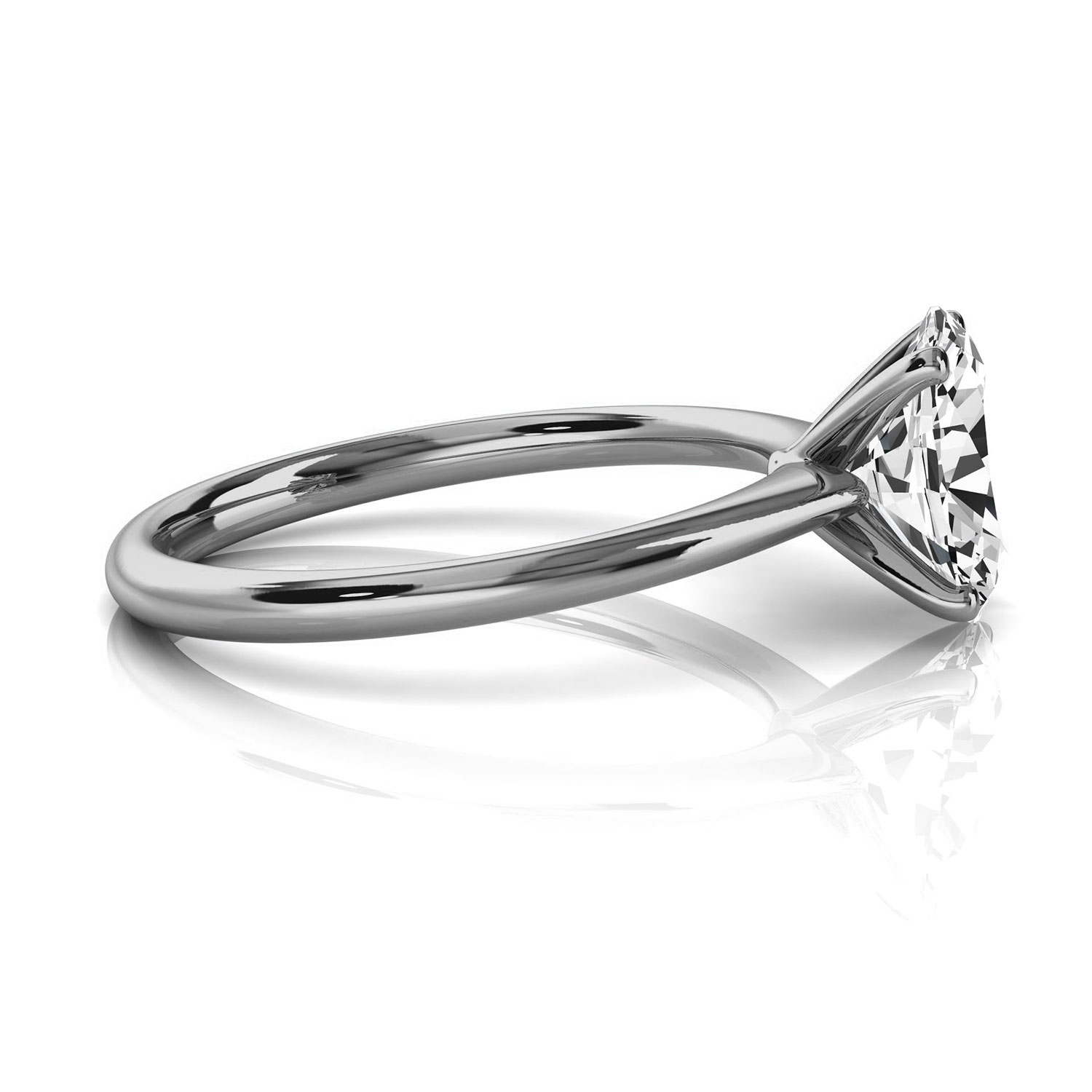 14K White Gold Reli 2 MM Solitaire Ring